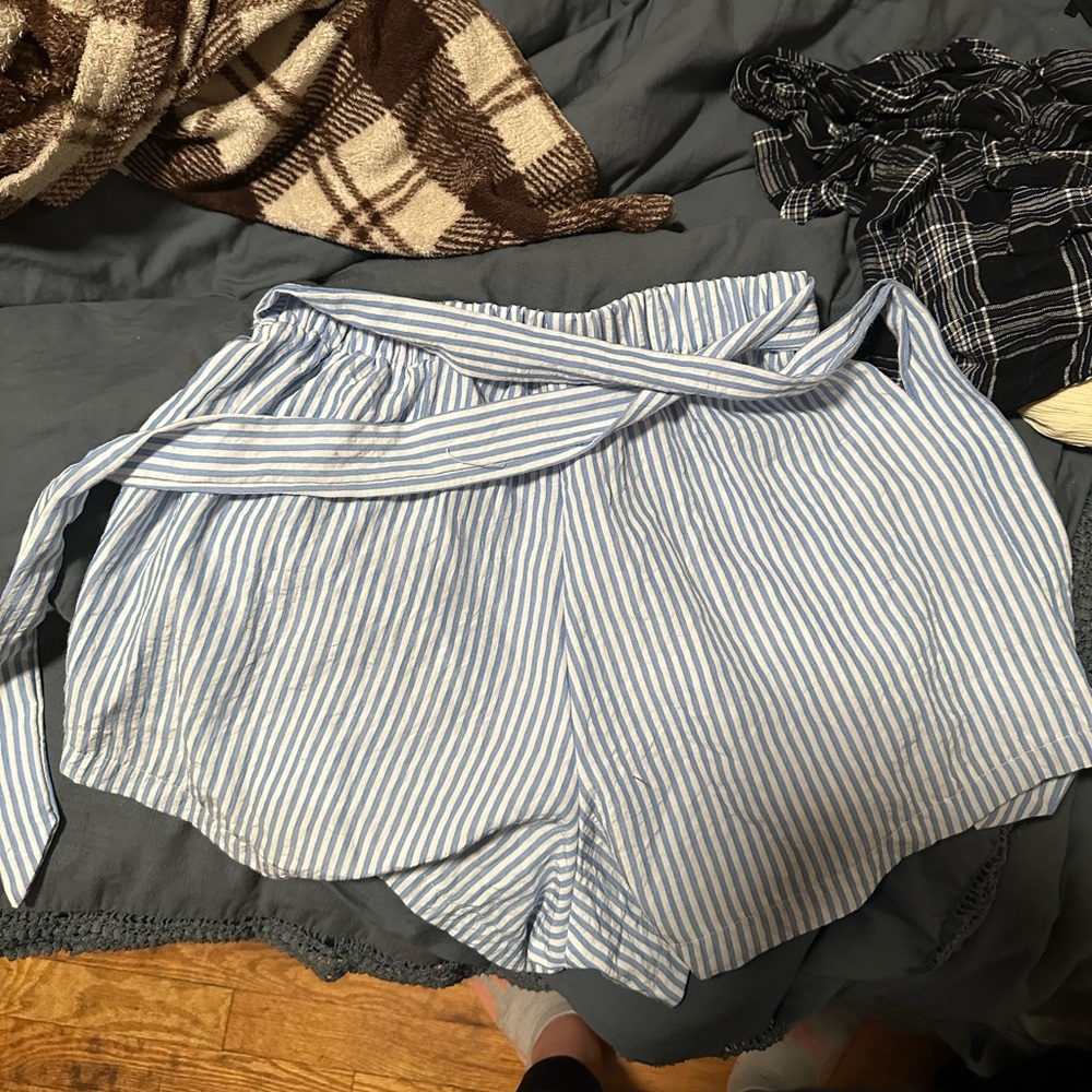 Blue and white striped shorts